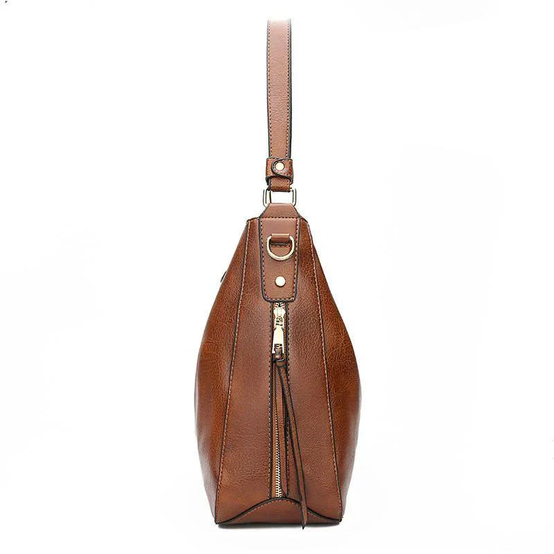 Luxury leather anti-theft hobo-style handbag + free small wallet