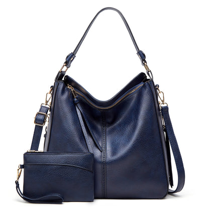 Luxury leather anti-theft hobo-style handbag + free small wallet