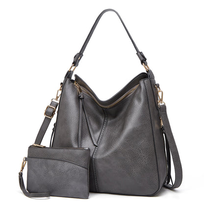 Luxury leather anti-theft hobo-style handbag + free small wallet