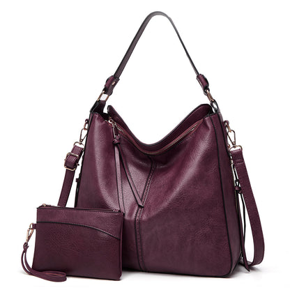 Luxury leather anti-theft hobo-style handbag + free small wallet