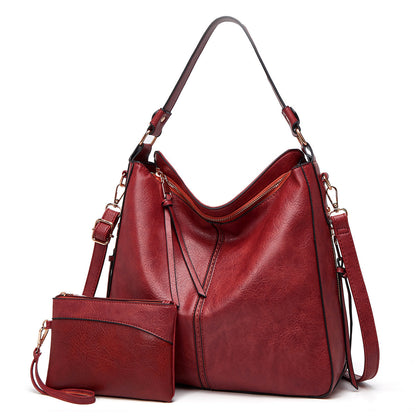 Luxury leather anti-theft hobo-style handbag + free small wallet