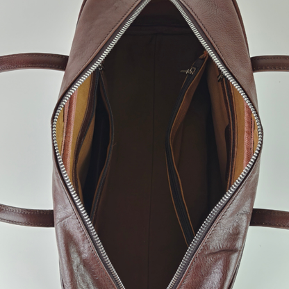 Structured Flor Leather Tote Bag