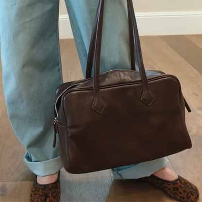 Structured Flor Leather Tote Bag