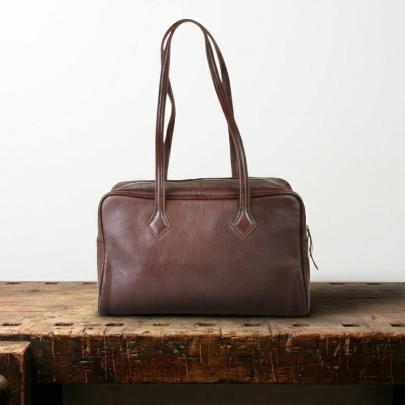 Structured Flor Leather Tote Bag