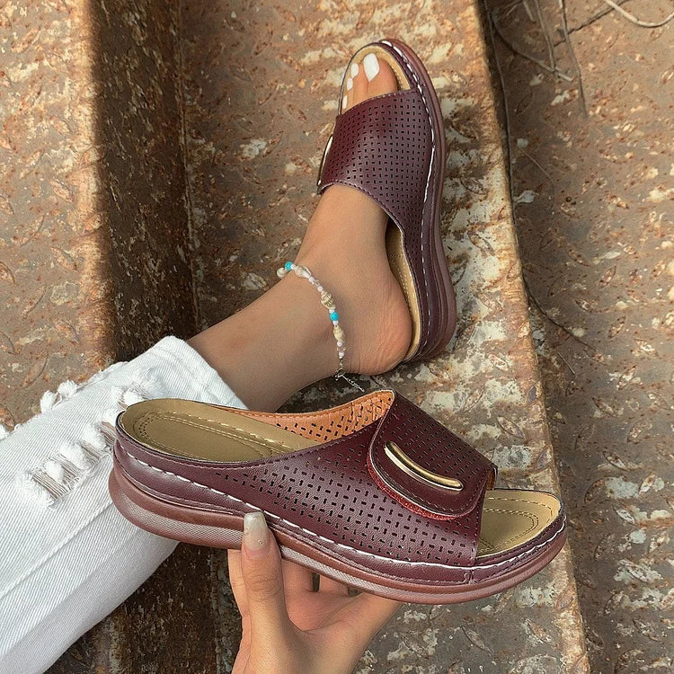PEEP-TOE HOLLOW-OUT ORTHOPEDIC SANDALS