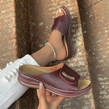 PEEP-TOE HOLLOW-OUT ORTHOPEDIC SANDALS